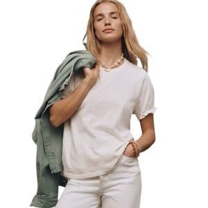 Pilcro Anthropologie Bennie
Puff Sleeve Crewneck Tee Off-White Cotton Size S